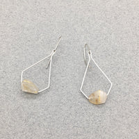 Rutilated Quartz Asymmetrical Pendant Necklace with Sterling Silver Chain