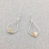 Rutilated Quartz Asymmetrical Pendant Necklace with Sterling Silver Chain