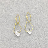 Pentagonal Drop Earrings Handmade with Sterling Silver and Herkimer Diamond