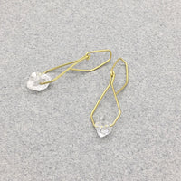 Pentagonal Drop Earrings Handmade with Sterling Silver and Herkimer Diamond