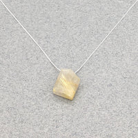Rutilated Quartz Asymmetrical Pendant Necklace with Sterling Silver Chain