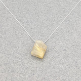 Rutilated Quartz Asymmetrical Pendant Necklace with Sterling Silver Chain