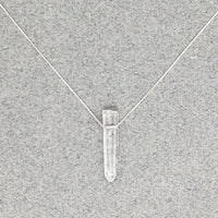 Crystal Point Pendant Necklace Natural Clear Quartz with Sterling Silver Chain