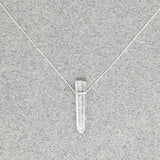 Crystal Point Pendant Necklace Natural Clear Quartz with Sterling Silver Chain