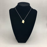 Rutilated Quartz Asymmetrical Pendant Necklace with Sterling Silver Chain