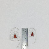Spiral Triangle Earrings with Sterling Silver & Healing Stone Red Jasper Handmade