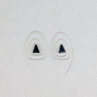Spiral Triangle Earrings with Silver & Healing Stone Black Onyx Handmade