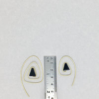 Spiral Triangle Earrings with Healing Stone Black Onyx & Brass, Handmade