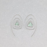 Spiral Triangle Earrings with Healing Stone Sea Green Fluorite & Sterling Silver Handmade