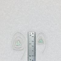 Spiral Triangle Earrings with Healing Stone Sea Green Fluorite & Sterling Silver Handmade