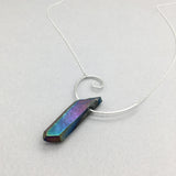 Open Fibonacci Spiral Necklace with Raw Angel Aura Crystals & Sterling Silver