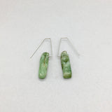 Raw Green Kyanite Geometric Earrings with Sterling Silver, Handmade