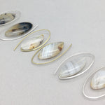 Minimalist Oval Earrings Handmade with Montana Agate and Sterling Silver