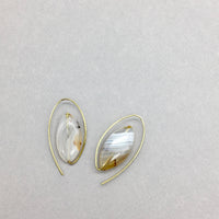 Minimalist Oval Earrings Handmade with Montana Agate and Sterling Silver