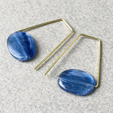 Blue Kyanite Geometric Earrings Handmade with Brass